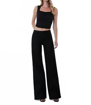 NEW FLYING MONKEY high rise trouser pressed wide leg jean in black